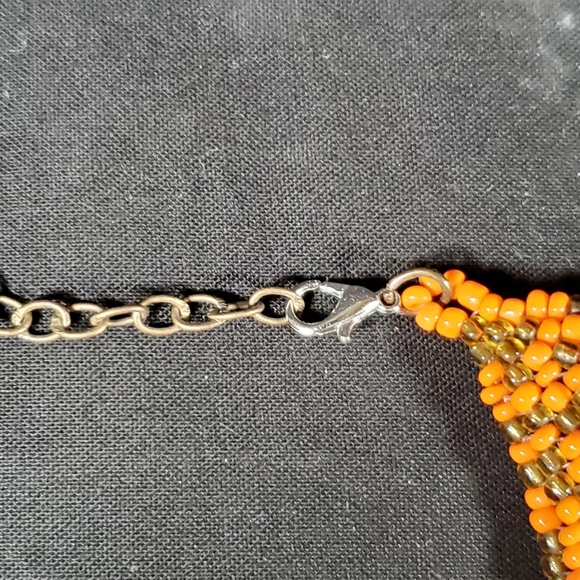 Orange Seed Beaded Necklace - Picture 3 of 5